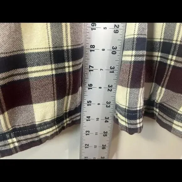 LL Bean Fleece Lined Flannel Shirt Shacket Men’s Size Large Tall Plum Plaid